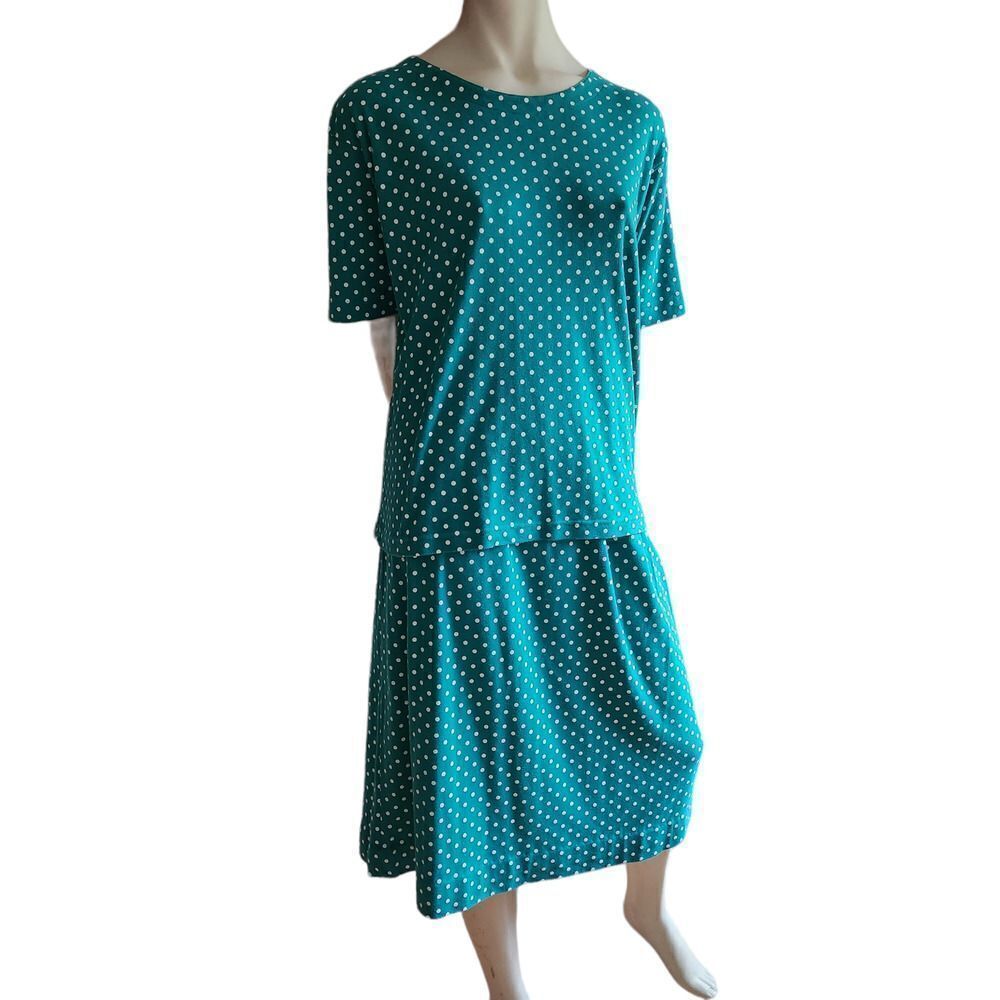 Northern Isles A-Line Skirt Set Polka Dots Pockets Pullover Short Sleeves